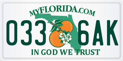 FL license plate 0336AK