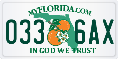 FL license plate 0336AX