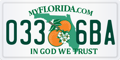 FL license plate 0336BA