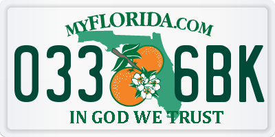 FL license plate 0336BK
