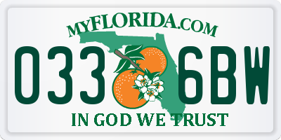 FL license plate 0336BW