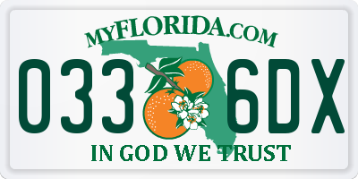 FL license plate 0336DX