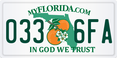 FL license plate 0336FA