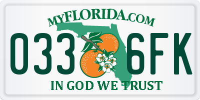 FL license plate 0336FK