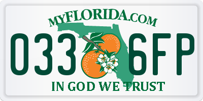 FL license plate 0336FP