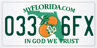 FL license plate 0336FX