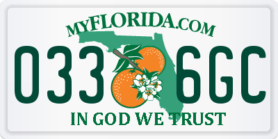 FL license plate 0336GC
