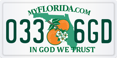 FL license plate 0336GD