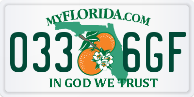 FL license plate 0336GF