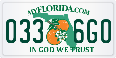 FL license plate 0336GO