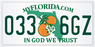 FL license plate 0336GZ