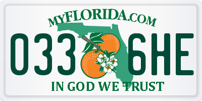 FL license plate 0336HE
