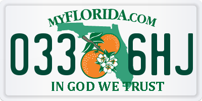 FL license plate 0336HJ