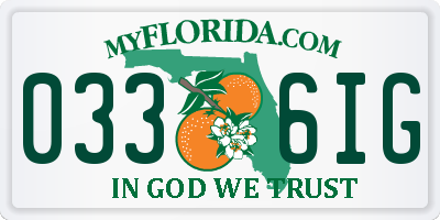 FL license plate 0336IG