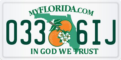FL license plate 0336IJ