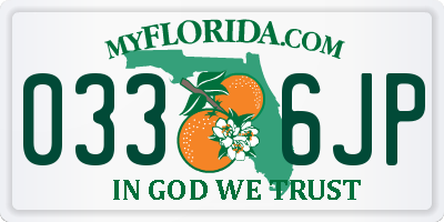 FL license plate 0336JP