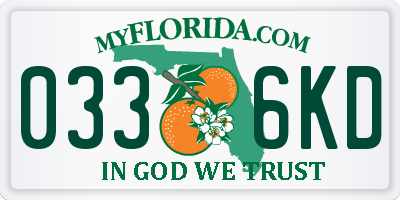 FL license plate 0336KD