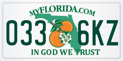 FL license plate 0336KZ