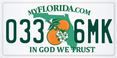 FL license plate 0336MK