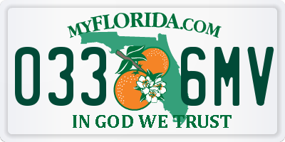 FL license plate 0336MV