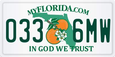 FL license plate 0336MW