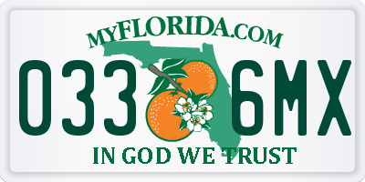 FL license plate 0336MX