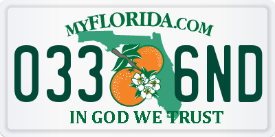FL license plate 0336ND