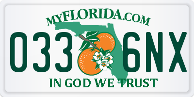 FL license plate 0336NX
