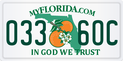 FL license plate 0336OC