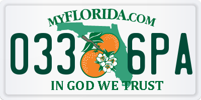 FL license plate 0336PA