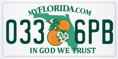 FL license plate 0336PB
