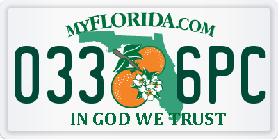 FL license plate 0336PC