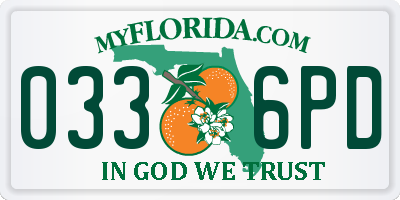 FL license plate 0336PD
