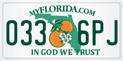 FL license plate 0336PJ