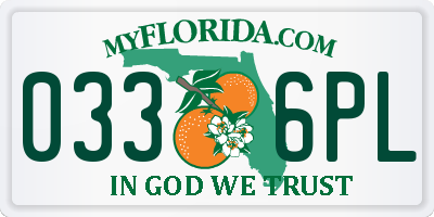 FL license plate 0336PL
