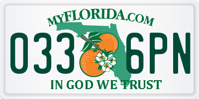 FL license plate 0336PN