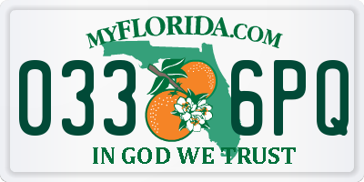FL license plate 0336PQ