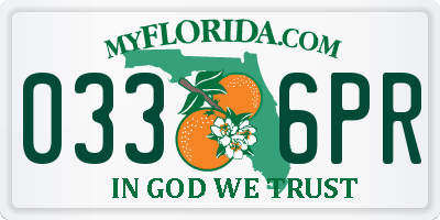 FL license plate 0336PR