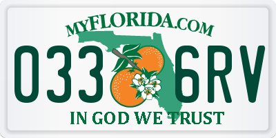 FL license plate 0336RV