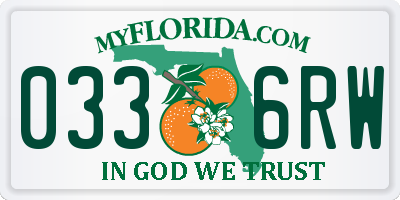 FL license plate 0336RW