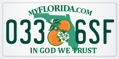 FL license plate 0336SF