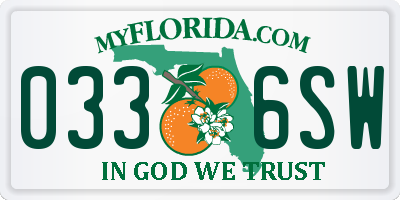 FL license plate 0336SW
