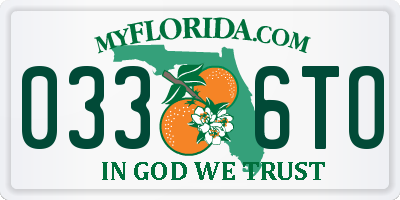 FL license plate 0336TO