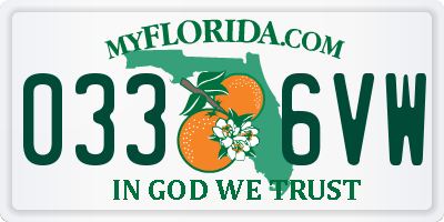 FL license plate 0336VW