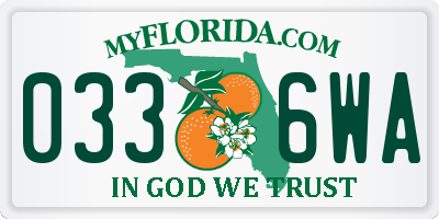 FL license plate 0336WA