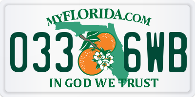 FL license plate 0336WB