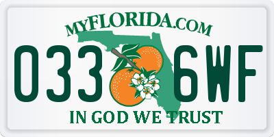 FL license plate 0336WF