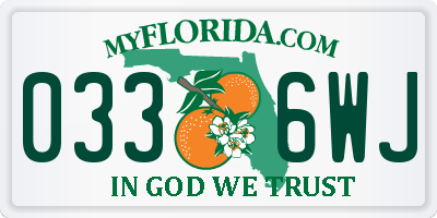 FL license plate 0336WJ