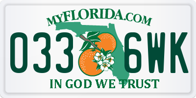 FL license plate 0336WK