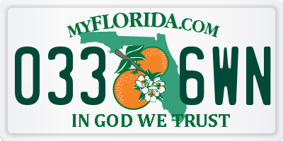 FL license plate 0336WN